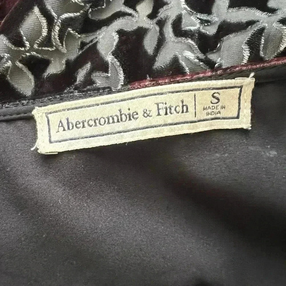 Abercrombie & Fitch Mini Dress S Floral Burnout Lined Black Burgundy Whimsigoth - Picture 10 of 14
